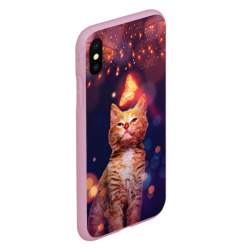 Чехол для iPhone XS Max матовый Рыжий кот и бабочка - фото 2