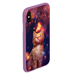 Чехол для iPhone XS Max матовый Рыжий кот и бабочка - фото 2