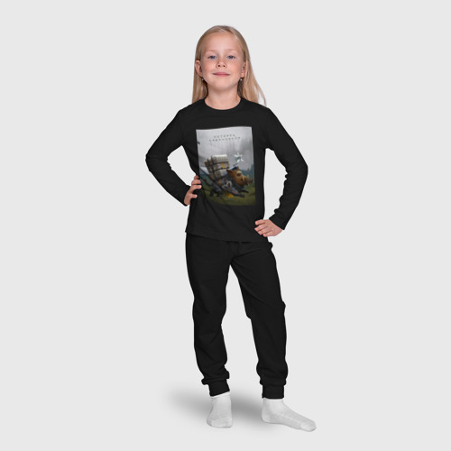 Детская пижама с лонгсливом хлопок Метнись кабанчиком, цвет черный - фото 7