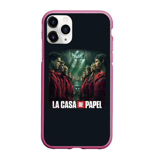 Чехол для iPhone 11 Pro Max матовый Персонажи Бумажный Дом - LA Casa de Papel, цвет малиновый