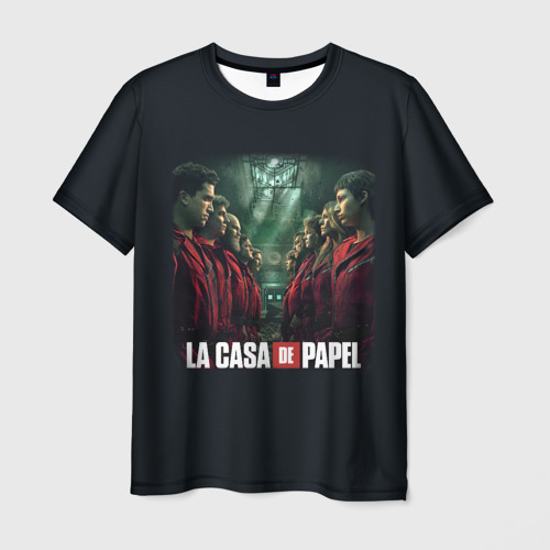Мужская футболка с принтом Персонажи Бумажный Дом - LA Casa de Papel, вид спереди №1