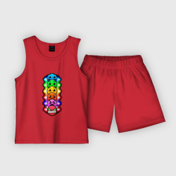 Детская пижама с шортами хлопок Geometry Dash levels смайлы