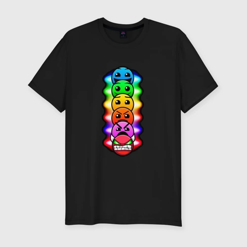 Мужская футболка хлопок Slim Geometry Dash levels смайлы