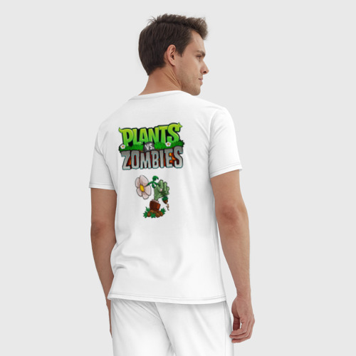 Мужская пижама хлопок Zombie vs Garlic, цвет белый - фото 4