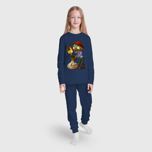Детская пижама с лонгсливом хлопок Zombie vs Garlic, цвет темно-синий - фото 5