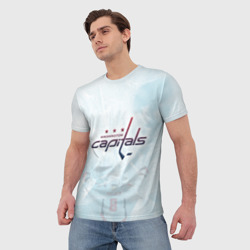 Мужская футболка 3D Washington Capitals Ovi8 Ice theme - фото 2