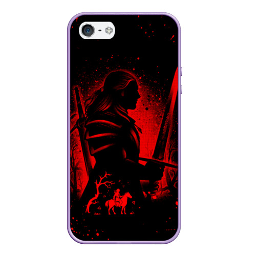 Чехол для iPhone 5/5S матовый Ведьмак и плотва the Witcher wild hunt, цвет светло-сиреневый