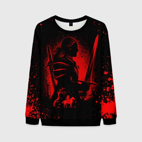 Мужской свитшот 3D с принтом Ведьмак и плотва the Witcher wild hunt Мужской свитшот 3D Ведьмак и плотва the Witcher wild hunt