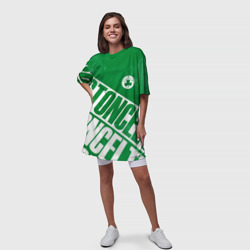 Платье с принтом Бостон Селтикс, Boston Celtics для женщины, вид на модели спереди №3. Цвет основы: белый