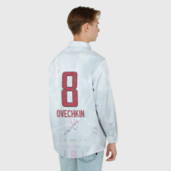 Мужская рубашка oversize 3D Washington Capitals Ovi8 Grey Ice theme - фото 2