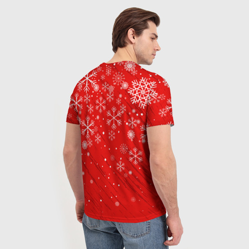 Мужская футболка 3D с принтом НОВОГОДНИЙ MONOKUMA, вид сзади #2