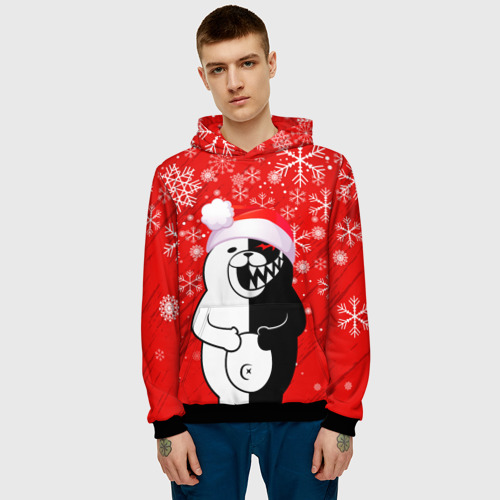 Мужская толстовка 3D Новогодний Monokuma, цвет черный - фото 3