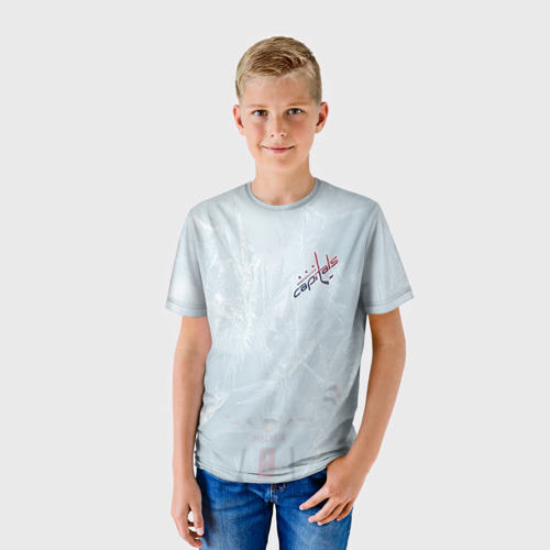 Детская футболка 3D Washington Capitals Grey Ice theme, цвет 3D печать - фото 3