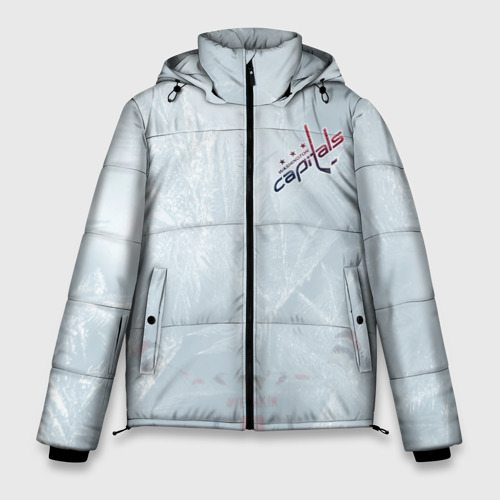 Мужская зимняя куртка с принтом Washington Capitals Grey Ice theme, вид спереди №1