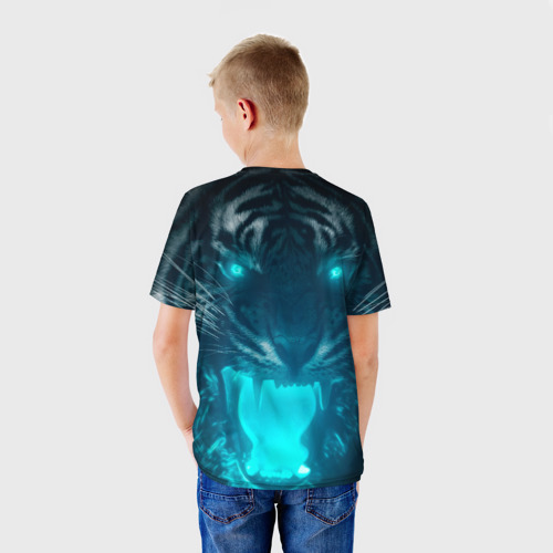 Детская футболка 3D Неоновый водяной тигр 2022 - фото 4