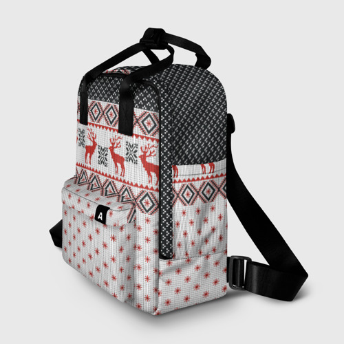 Женский рюкзак 3D с принтом НОВОГОДНИЙ УЗОР, фото на моделе #1