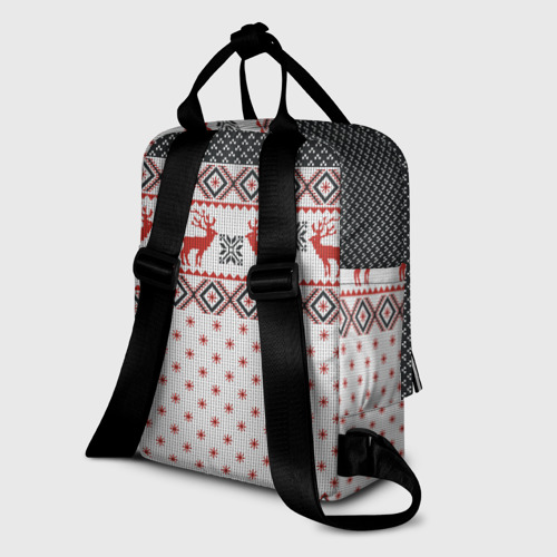 Женский рюкзак 3D с принтом НОВОГОДНИЙ УЗОР, вид сзади #1