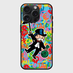 Чехол силиконовый для Apple iPhone 15 Pro Мax матовый Alec Monopoly Капиталист с деньгами