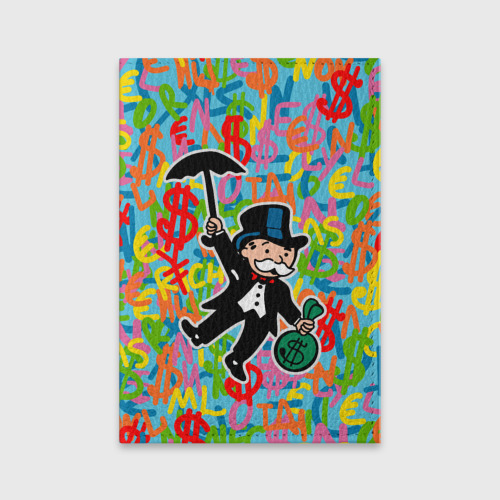 Обложка для паспорта матовая кожа Alec Monopoly Капиталист с деньгами, цвет бирюзовый