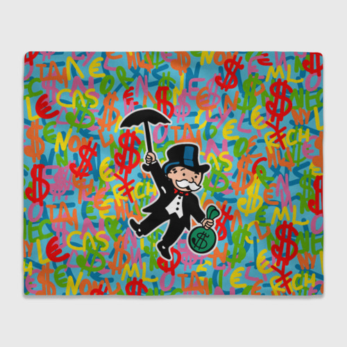 Плед 3D Alec Monopoly Капиталист с деньгами, цвет 3D (велсофт)