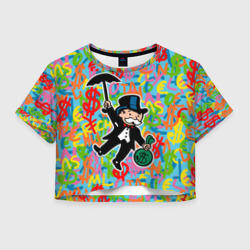 Женская футболка Crop-top 3D Alec Monopoly Капиталист с деньгами