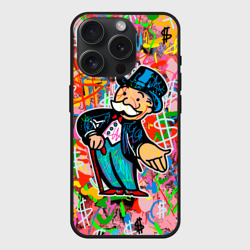 Чехол силиконовый для Apple iPhone 15 Pro Мax матовый Alec Monopoly Капиталист Граффити