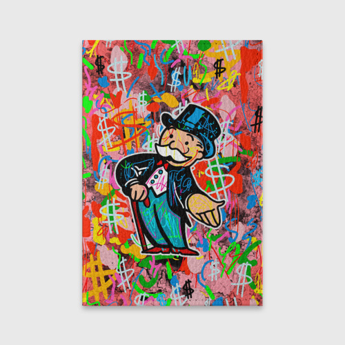 Обложка для паспорта матовая кожа Alec Monopoly Капиталист Граффити, цвет синий