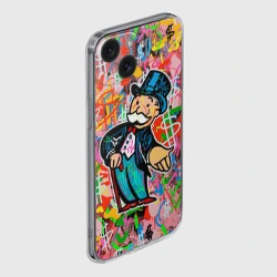 Чехол для iPhone 15 силиконовый с защитой камеры Alec Monopoly Капиталист Граффити - фото 2