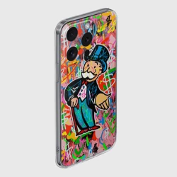 Чехол для iPhone 15 Pro силиконовый с защитой камеры Alec Monopoly Капиталист Граффити - фото 2