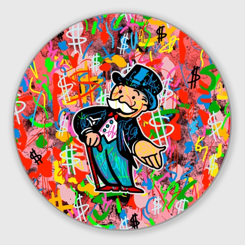 Круглый коврик для мышки Alec Monopoly Капиталист Граффити