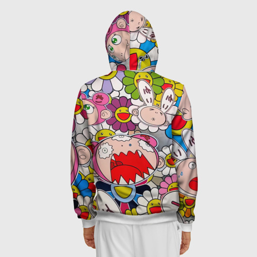 Мужская толстовка 3D на молнии Takashi Murakami кричащий арт, цвет белый - фото 4