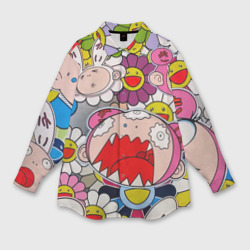 Мужская рубашка oversize 3D Takashi Murakami кричащий арт