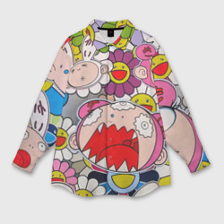 Женская рубашка oversize 3D Takashi Murakami кричащий арт