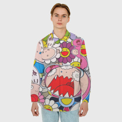 Мужская рубашка oversize 3D Takashi Murakami кричащий арт - фото 2