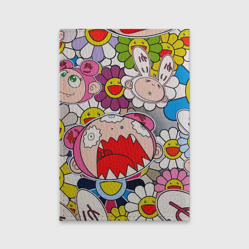 Обложка для паспорта матовая кожа Takashi Murakami кричащий арт, цвет бирюзовый - фото 2