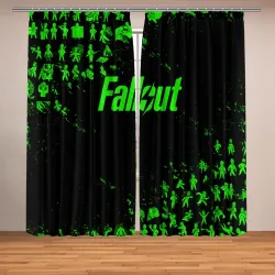 Фотошторы Fallout пупсы паттерн зелёный ядерная зима