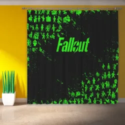 Фотошторы Fallout пупсы паттерн зелёный ядерная зима - фото 2