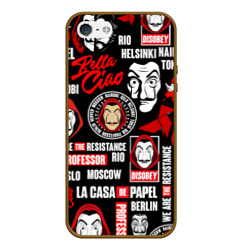 Чехол для iPhone 5/5S матовый Бумажный Дом логобомбинг LA Casa de Papel