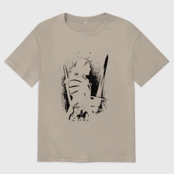 Женская футболка хлопок Oversize Ведьак когти лого охотник