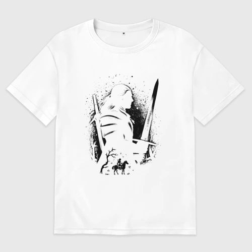 Мужская футболка хлопок Oversize Ведьак когти лого охотник