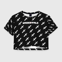 Женская футболка Crop-top 3D Undertale logo сражение, мечи