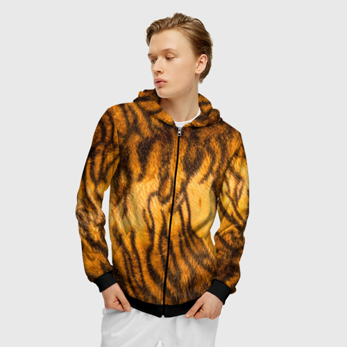 Мужская толстовка 3D на молнии Шкура тигра 2022, цвет черный - фото 3