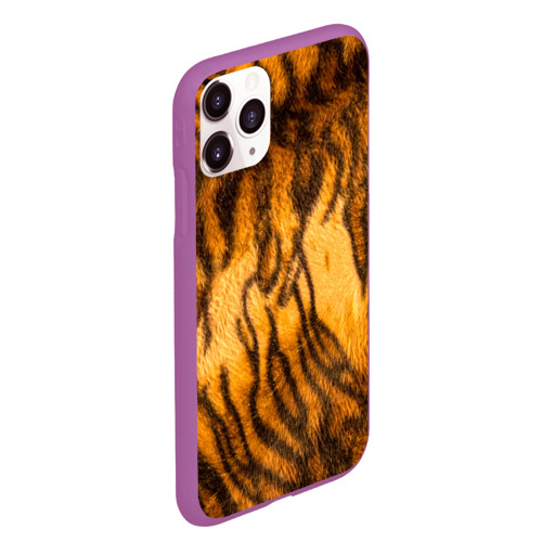Чехол для iPhone 11 Pro Max матовый Шкура тигра 2022, цвет фиолетовый - фото 3