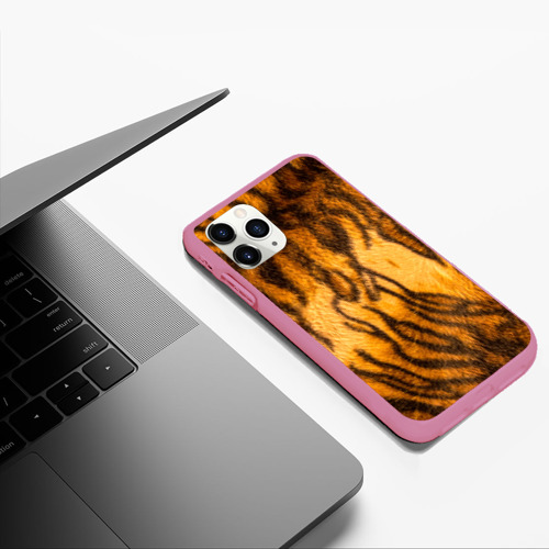 Чехол для iPhone 11 Pro Max матовый Шкура тигра 2022, цвет малиновый - фото 5