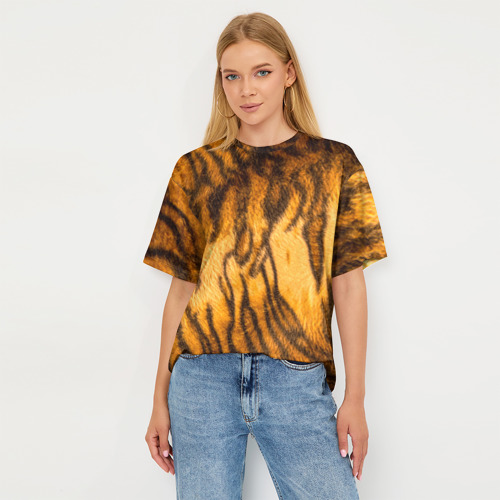 Женская футболка oversize 3D Шкура тигра 2022, цвет 3D печать - фото 5