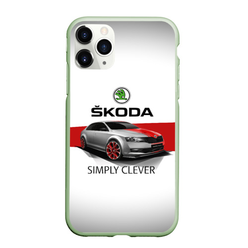 Чехол для iPhone 11 Pro матовый Skoda Rapid Sport, цвет салатовый