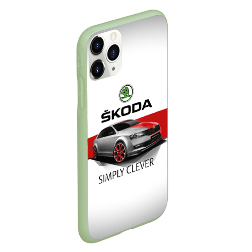 Чехол для iPhone 11 Pro матовый Skoda Rapid Sport, цвет салатовый - фото 3