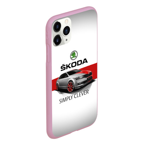 Чехол для iPhone 11 Pro Max матовый Skoda Rapid Sport, цвет розовый - фото 3