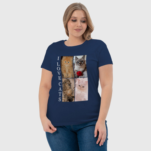 Женская футболка хлопок с принтом I LOVE CATS | Я ЛЮБЛЮ КОШЕК, фото #4