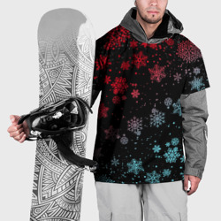 Накидка на куртку 3D Неоновые снежинки, новый год 2022